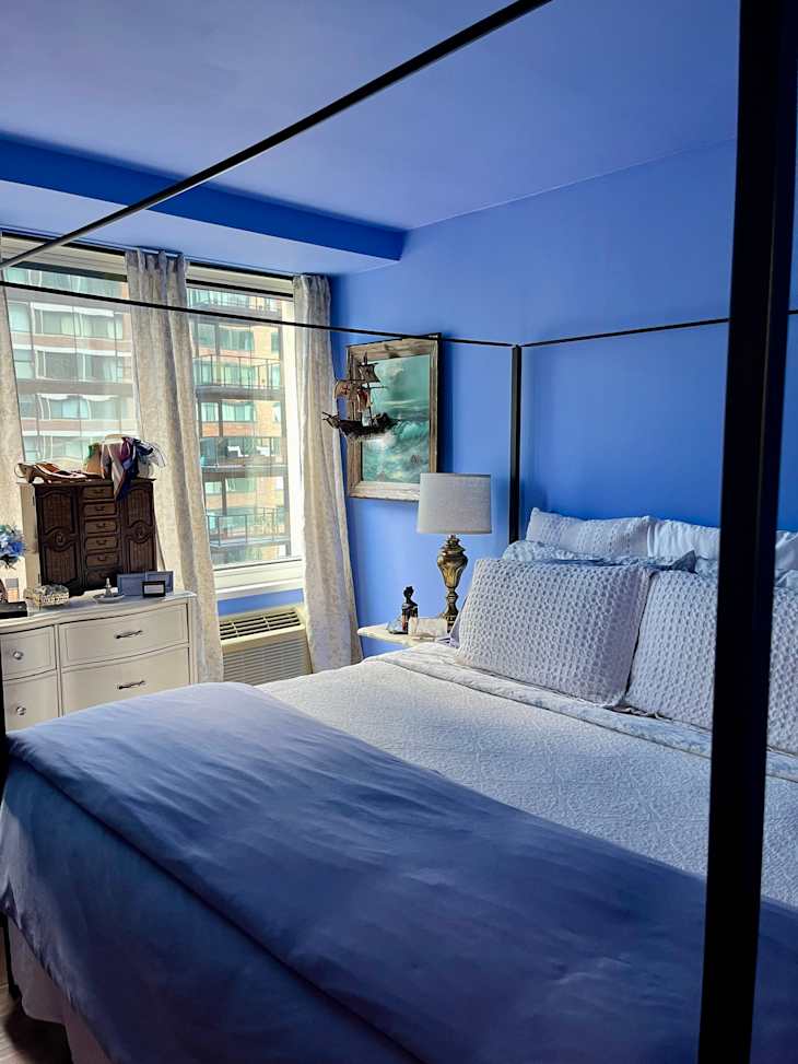 See Inside a Chicago Rental Apartment With Bold Blue Bedroom